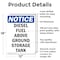 Signmission Diesel Fuel Above Ground Storage Tank OSHA Notice Sign, Aluminum, 12in W x 18in L, 2PK OS-2PACK-NS-A-1218-V-10994 - alternate 3